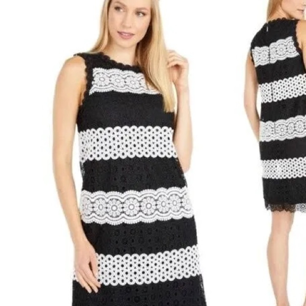 NWOT kate spade Black and White Lace Eyelet Shift Dress